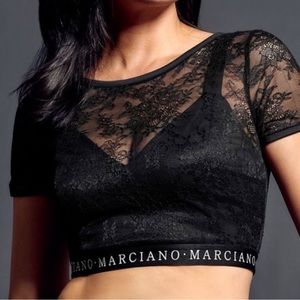 MARCIANO lively lace logo crop top S